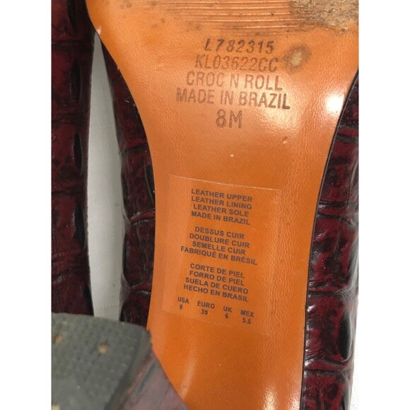 90’s Kenneth Cole Croc N Roll Square Toe Leather Pumps Heels 8M Brazil - Picture 7 of 7